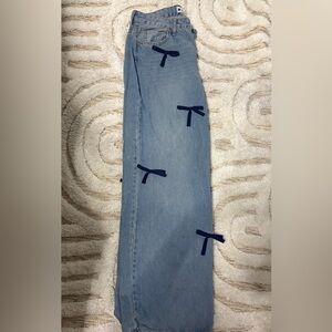 Blue Jeans with Bow Accents